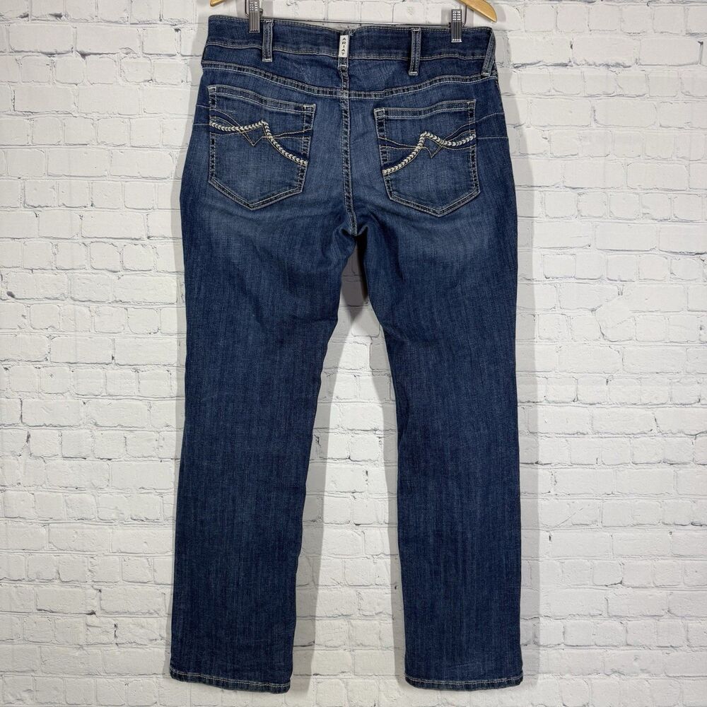 Ariat Real Denim Jeans 33 Blue Western Cowgirl Mid Rise Straight Waistband - Picture 2 of 16